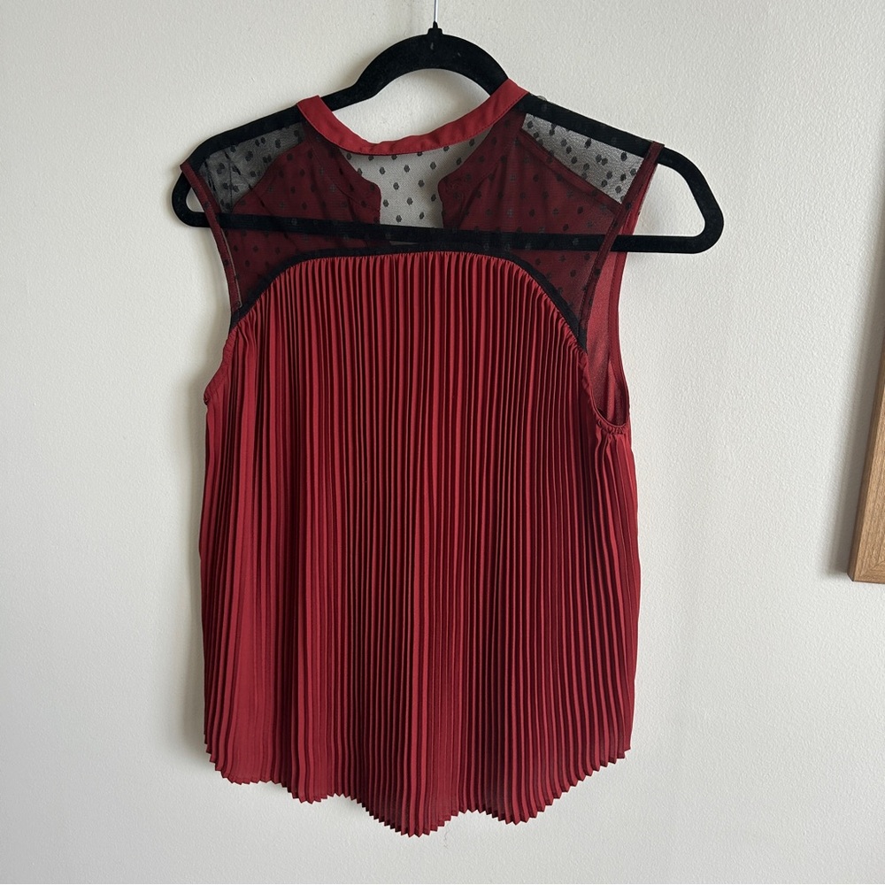 Vero Moda Red Pleated Blouse with Black Mesh